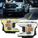 NINTE Headlight for 2018-2020 Ford F-150 XL XLT Switchback Projector Head Lamp Pair