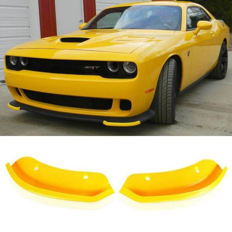 NINTE for Dodge Challenger Hellcat 2010-2020 2PCS PP Yellow Front Bumper Lip Protector