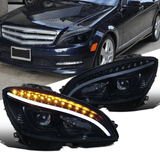 NINTE Headlight For 2008-2011 Benz W204 C-Class w/ LED Turn Signal