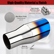 Laden Sie das Bild in den Galerie-Viewer, NINTE Pack of 2 Blue Burnt Exhaust Tip 2.5&quot; Inlet 3.5&quot; Outlet 7.75&quot; long 304 Stainless Steel Weld On Single Slant Cut - NINTE