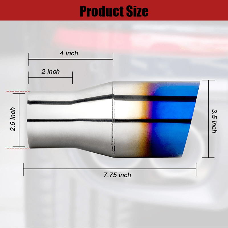 NINTE Pack of 2 Blue Burnt Exhaust Tip 2.5" Inlet 3.5" Outlet 7.75" long 304 Stainless Steel Weld On Single Slant Cut - NINTE