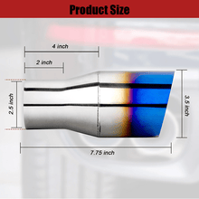 Laden Sie das Bild in den Galerie-Viewer, NINTE Pack of 2 Blue Burnt Exhaust Tip 2.5&quot; Inlet 3.5&quot; Outlet 7.75&quot; long 304 Stainless Steel Weld On Single Slant Cut - NINTE