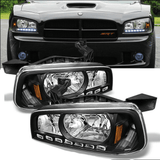 Fit 2006-2010 Dodge Charger Black LED Headlights w/Corner Lamps 06 07 08 09 10