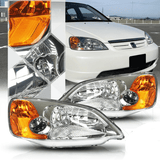 NINTE Headlight for 01-03 Honda Civic Factory Style