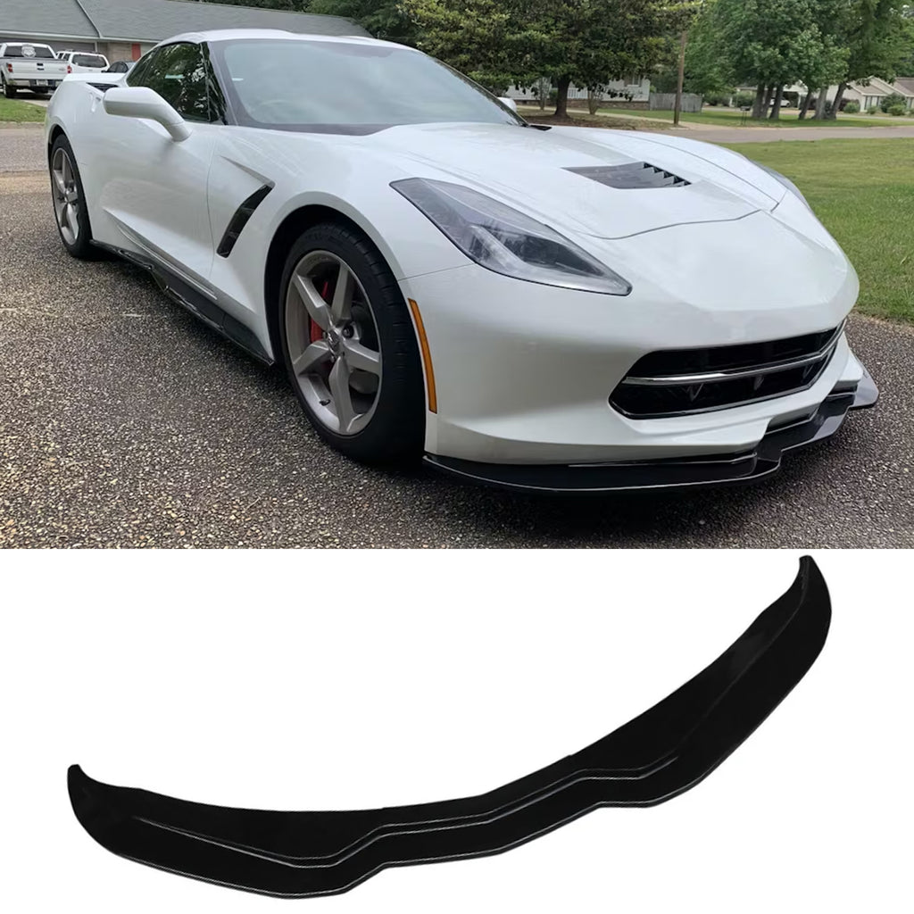 NINTE For 2014-2019 Chevrolet Corvette C7 Front Lip Stingray Stage 3 ABS Front Bumper Lip Splitter