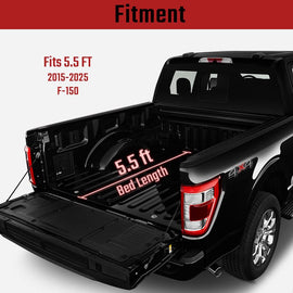 NINTE Side Bed Panel For 2015 - 2025 Ford F150 Side Molle Panel 5.5FT Truck Bed Panel Rear Cargo Storage Shelf for 2024 Ford F - 150 Accessories - NINTE