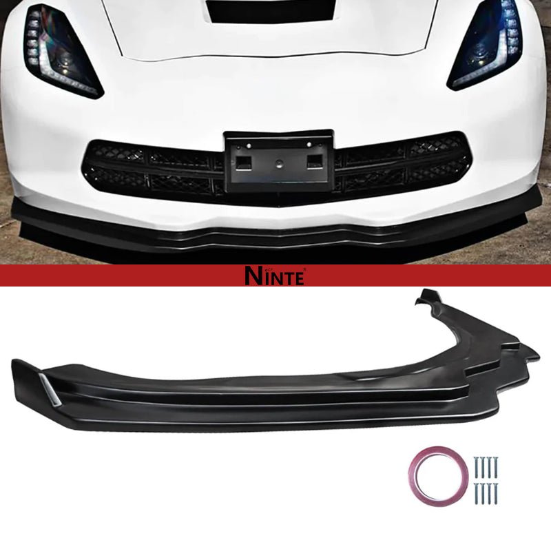 NINTE Front Bumper Lip Splitter For 2014 - 2019 Chevy Corvette C7 Z06 Stingray Grand Sport Stage 2 Front Lip Front Bumper Chin Splitter - NINTE