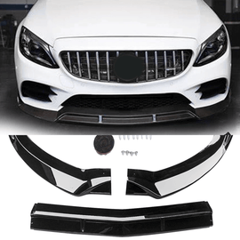 NINTE For 2015 - 2018 Benz C - Class W205 Sport Front Lip Front Bumper Lip Splitter ABS 3PCS - NINTE