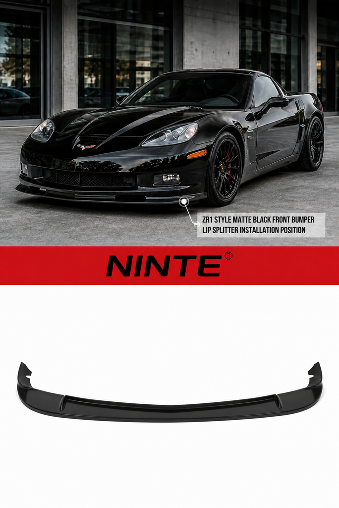 NINTE For 2005-2013 Corvette C6 Base Front Lip Splitter ZR1 Style Carbon Fiber Look