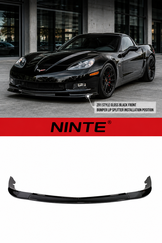 NINTE For 2005-2013 Corvette C6 Base Front Lip Splitter ZR1 Style Carbon Fiber Look