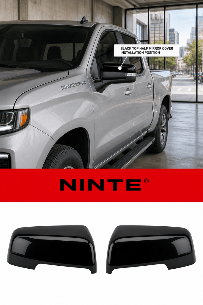 NINTE Top Half Mirror Covers For 2019-2026 Chevy Silverado&GMC Sierra 1500 - NINTE