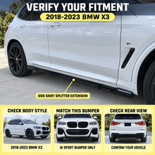 NINTE Side Skirt Splitter Extension Kit Fit for BMW X3 G01 X4 G02 X3M F97 X4M F98 2018-2023 Painted Gloss Black Without Logo - NINTE