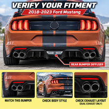 NINTE Rear Bumper Diffuser Lip Fit for Ford Mustang EcoBoost GT350 2018-2023 Black Polypropylene Rock Style Dual Exhaust Only