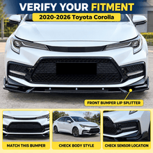 NINTE Front Bumper Lip Splitter Fit for Toyota Corolla Sedan SE XSE 2020-2026 Painted Gloss Black ABS 3-Piece V Style Sport Air Dam Body Kit - NINTE
