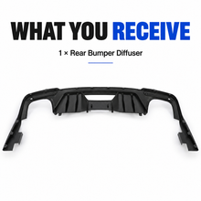 NINTE Rear Bumper Diffuser Lip Fit for Ford Mustang EcoBoost GT350 2018-2023 Black Polypropylene Rock Style Dual Exhaust Only