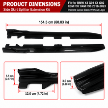 NINTE Side Skirt Splitter Extension Kit Fit for BMW X3 G01 X4 G02 X3M F97 X4M F98 2018-2023 Painted Gloss Black Without Logo - NINTE