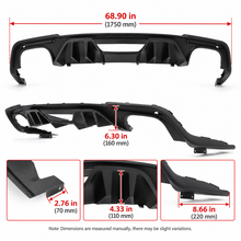 NINTE Rear Bumper Diffuser Lip Fit for Ford Mustang EcoBoost GT350 2018-2023 Black Polypropylene Rock Style Dual Exhaust Only
