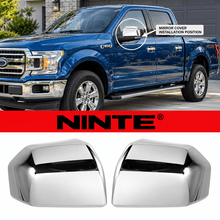 Load image into Gallery viewer, NINTE Left and Right Mirror Cover and Door Handle Bowl Cover Kit Fit for Ford F-150 2015-2020 Chrome Smooth ABS Tape on Overlay Trim