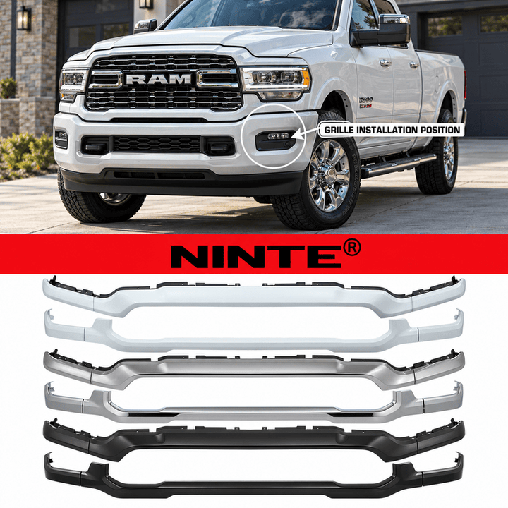 NINTE Front Bumper Upper and Lower Grille Trim Kit Fit for RAM 2500 3500 2019-2026 OE Style - NINTE