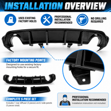 NINTE Rear Bumper Lip Diffuser Fit for Dodge Durango 2011-2026 Gloss Black 5-Piece V1 Sport Style - NINTE