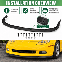 NINTE Front Bumper Lip Splitter Fit for Chevrolet Corvette C6 Base 2005-2013 Matte Black One Piece Sport Style Without Logo - NINTE