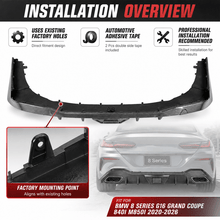 NINTE Rear Bumper Diffuser Spoiler Fit for BMW 8 Series G16 Grand Coupe 840i M850i 2020-2026 Painted Carbon Fiber Look Sport AC Style Without Logo - NINTE