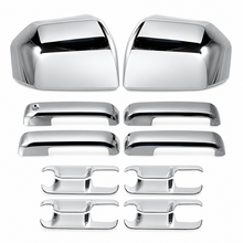 NINTE Left and Right Mirror Cover and Door Handle Bowl Cover Kit Fit for Ford F-150 2015-2020 Chrome Smooth ABS Tape on Overlay Trim