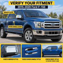 NINTE Left and Right Mirror Cover and Door Handle Bowl Cover Kit Fit for Ford F-150 2015-2020 Chrome Smooth ABS Tape on Overlay Trim