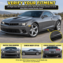 NINTE Left Right Side Skirt Extension Fit for 2010-2015 Chevy Camaro LT LS SS Gloss Black Painted Rocker Panel - NINTE