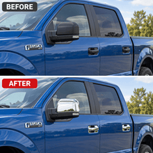 NINTE Left and Right Mirror Cover and Door Handle Bowl Cover Kit Fit for Ford F-150 2015-2020 Chrome Smooth ABS Tape on Overlay Trim