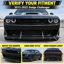 NINTE Front Bumper Lip Splitter Kit Fit for Dodge Challenger SXT SRT Hellcat 2012-2022 Painted Gloss Black ABS 3-Piece Sport Style - NINTE