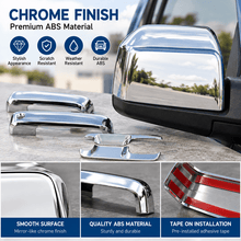 NINTE Left and Right Mirror Cover and Door Handle Bowl Cover Kit Fit for Ford F-150 2015-2020 Chrome Smooth ABS Tape on Overlay Trim