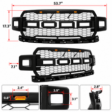 NINTE Front Mesh Bumper Grille Fit for Ford F-150 2018-2020 Matte Black ABS with 2 Side Lights and 3 Amber LED Accent Lights by NINTE - NINTE