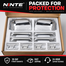 NINTE Left and Right Mirror Cover and Door Handle Bowl Cover Kit Fit for Ford F-150 2015-2020 Chrome Smooth ABS Tape on Overlay Trim