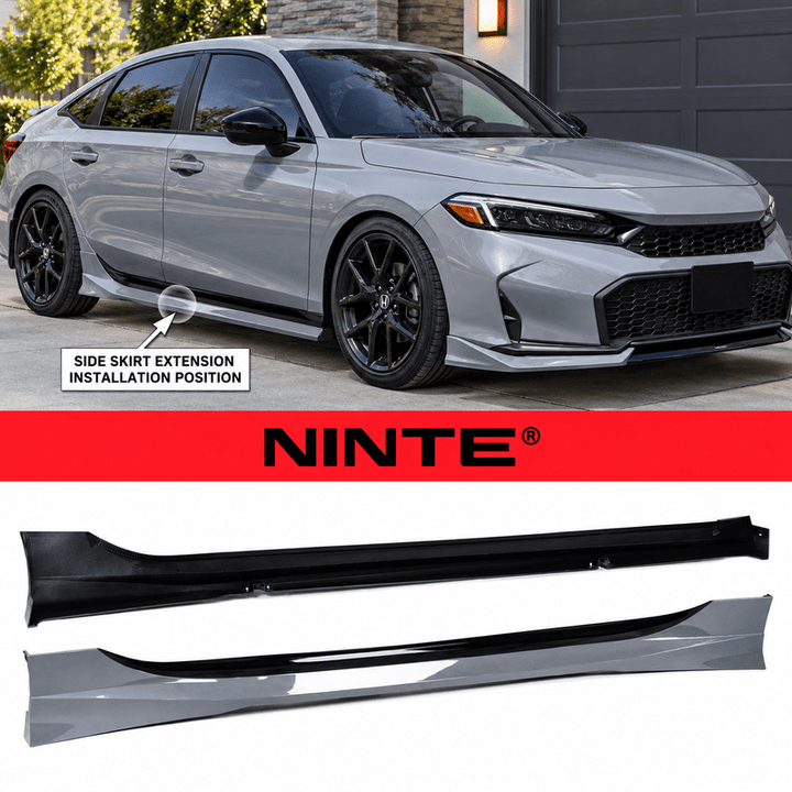 NINTE Side Skirt Extension Rocker Splitter Kit Fit for Honda Civic Sedan and Hatchback 2025-2026 Painted Urban Gray Pearl and Gloss Black Two-Tone - NINTE