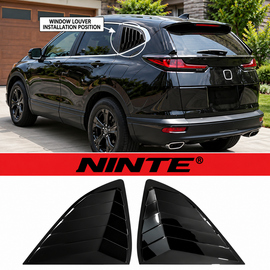 NINTE Rear Window Louver Sun Shade Cover Kit Fit for Honda CR-V 2017-2022 Gloss Black ABS 2-Piece Sport Trim
