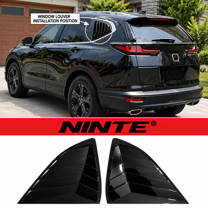 NINTE Rear Window Louver Sun Shade Cover Kit Fit for Honda CR-V 2017-2022 Gloss Black ABS 2-Piece Sport Trim