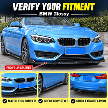 NINTE Front and Rear Bumper Lip Splitter and Side Skirt Kit Fit for BMW Glossy Black Sport Style - NINTE