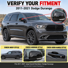 NINTE Front Rear Mirror Cover and Door Handle Cover Kit Fit for Jeep Grand Cherokee Dodge Durango 2011-2021 Painted Gloss Black ABS