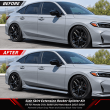 NINTE Side Skirt Extension Rocker Splitter Kit Fit for Honda Civic Sedan and Hatchback 2025-2026 Painted Urban Gray Pearl and Gloss Black Two-Tone - NINTE