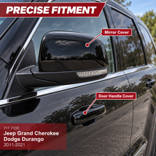 NINTE Front Rear Mirror Cover and Door Handle Cover Kit Fit for Jeep Grand Cherokee Dodge Durango 2011-2021 Painted Gloss Black ABS