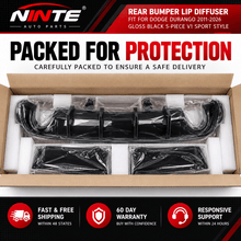 NINTE Rear Bumper Lip Diffuser Fit for Dodge Durango 2011-2026 Gloss Black 5-Piece V1 Sport Style - NINTE