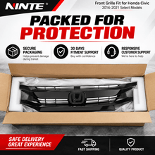 NINTE Front Grille Fit for Honda Civic 2016-2021 Select Models Gloss Black ABS Plastic OE Style Direct Replacement