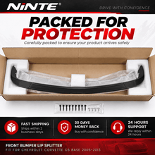 NINTE Front Bumper Lip Splitter Fit for Chevrolet Corvette C6 Base 2005-2013 Matte Black One Piece Sport Style Without Logo - NINTE