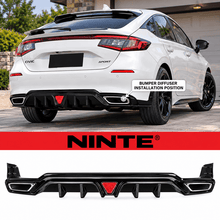 Load image into Gallery viewer, NINTE Rear Bumper Diffuser Fit for Honda Civic Hatchback 4-Door 2022-2025 Painted Gloss Black One Piece Sport Style Without Logo - NINTE