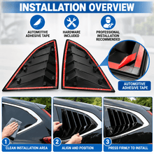 NINTE Rear Window Louver Sun Shade Cover Kit Fit for Honda CR-V 2017-2022 Gloss Black ABS 2-Piece Sport Trim