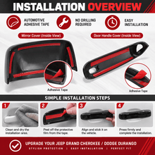 NINTE Front Rear Mirror Cover and Door Handle Cover Kit Fit for Jeep Grand Cherokee Dodge Durango 2011-2021 Painted Gloss Black ABS