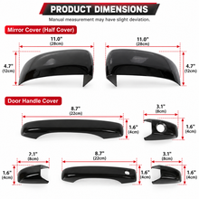 NINTE Front Rear Mirror Cover and Door Handle Cover Kit Fit for Jeep Grand Cherokee Dodge Durango 2011-2021 Painted Gloss Black ABS