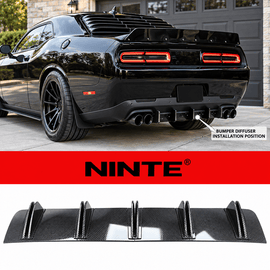 NINTE Rear Bumper Diffuser Splitter Lip Fit for Dodge Challenger 2008-2021 Painted One Piece Sport Style Without Logo - NINTE