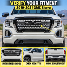 NINTE Front Bumper Upper Grille Replacement Fit for GMC Sierra 1500 2019-2021 ABS Gloss Black Assembly